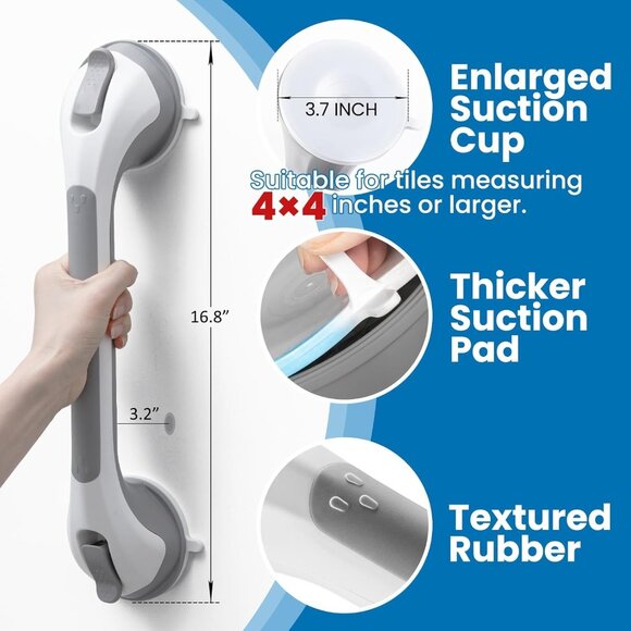 2 Grab Bar Safety Handles 110 Kg Support Capacity Shower Bathtubs Seniors - Picture 6 of 11